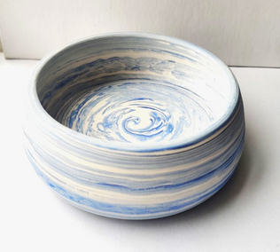Rosalie Morris at Sandgate Ceramic parian bowl in blue
