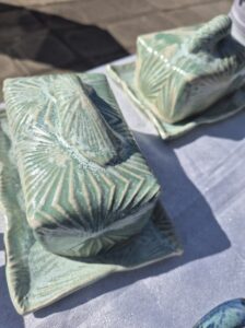 Stoneware butterdishes by Rosa at Sandgate Ceramic